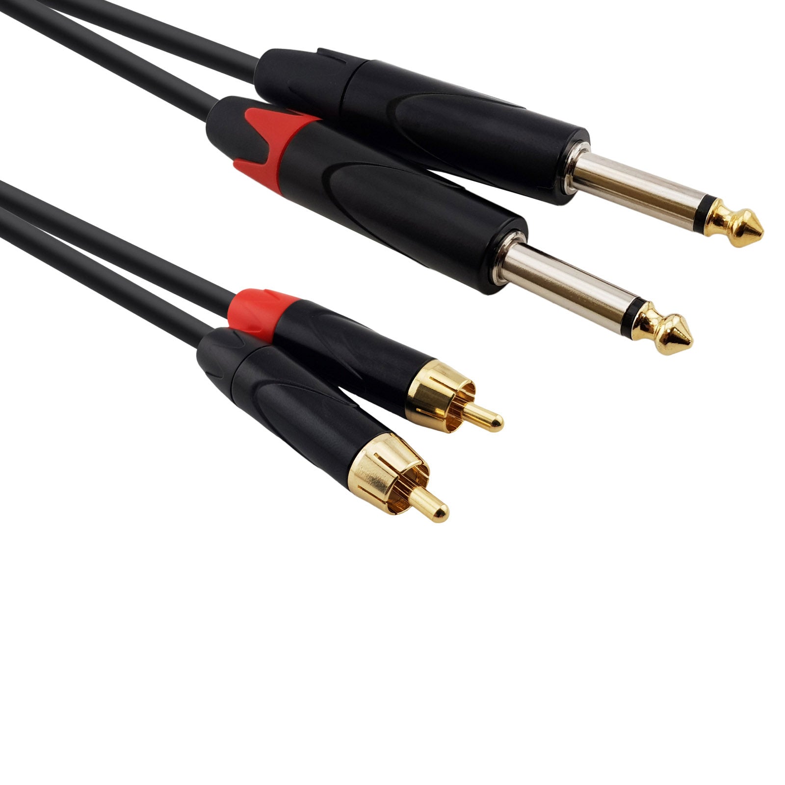 CABLE GUITARE NYLON ROUGE 2X JACK MALE MONO 6M
