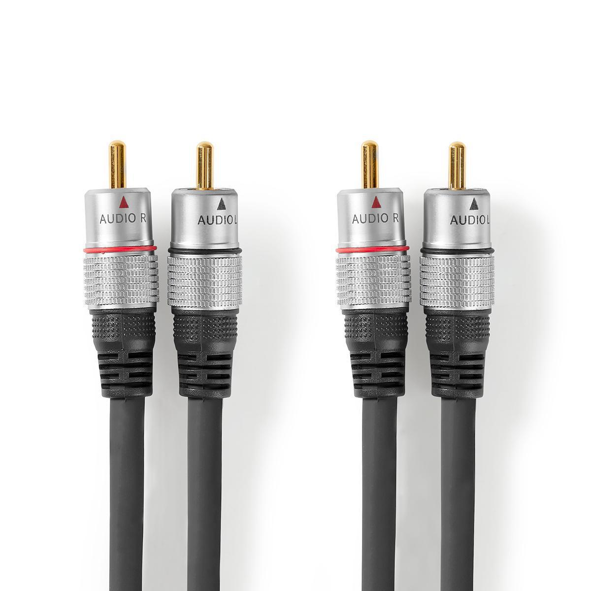 2 RCA MALE / 2 RCA MALE 1.5M ET CABLE MASSE